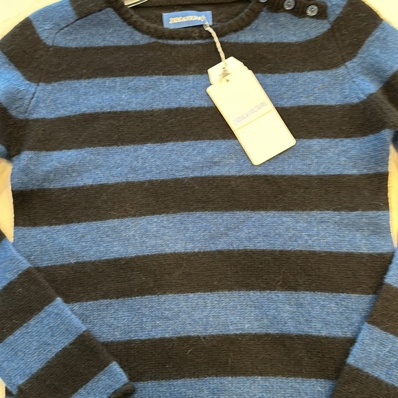 ZADIG&VOLTAIRE women's black and blue stripe crewneck sweater. Size XS/S - Picture 4 of 9